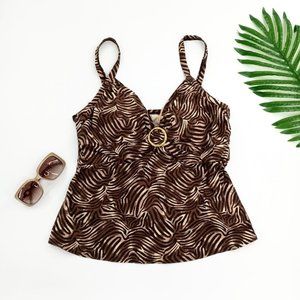 Coco Reef Swimsuit Top V-Neck Brown Black Tan Gold